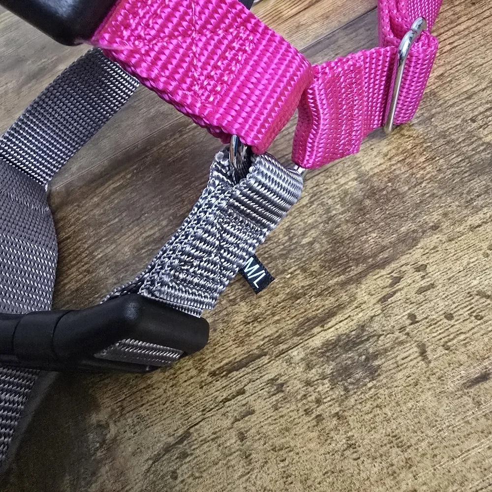 Easy Walk Pink and Gray Dog Harness Sime M/L Like New